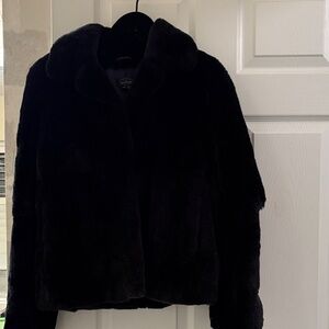 Theory for scoop Women's Black rabbit Fur Jacket